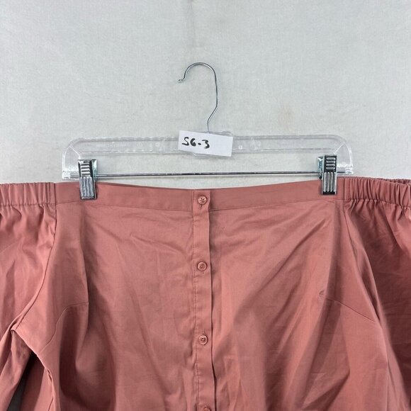 Express Cropped Top Womens L Coral Bell Long Sleeve Off Shoulder Button Up Boho - Picture 13 of 13